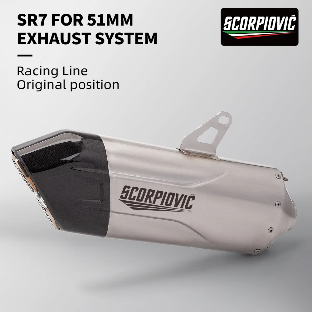 

Глушитель выхлопа мотоцикла SR7, хвостовая секция с двойным отверстием, универсальный глушитель для Ninja 400 450SR MT09 Z900 CBR400R R1300GS