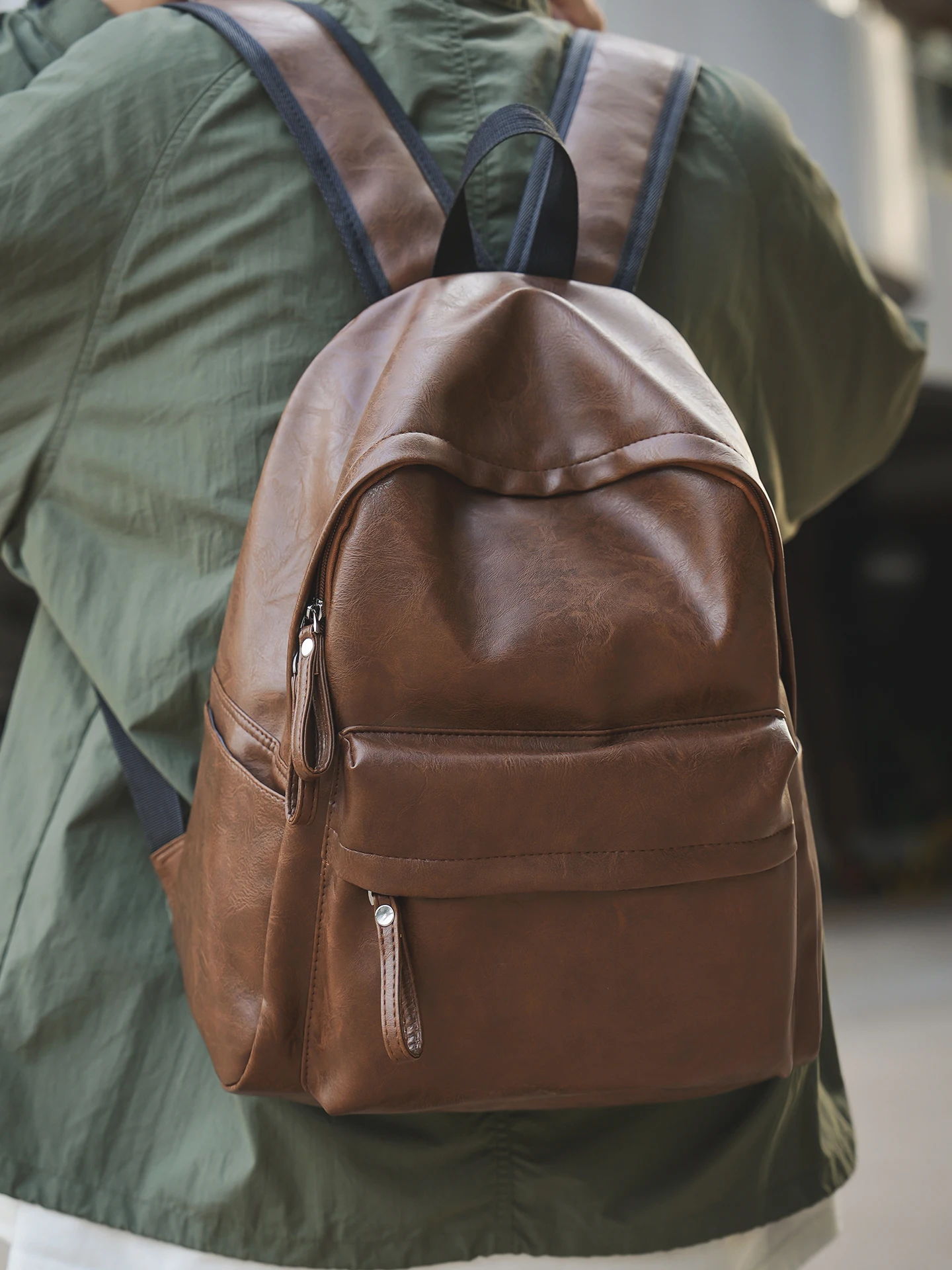 

Retro Soft Surface Simple Travel Large Capaci Men's Women's Bapa Casual Sle Commuting Bapa for Class Student Bookbag
