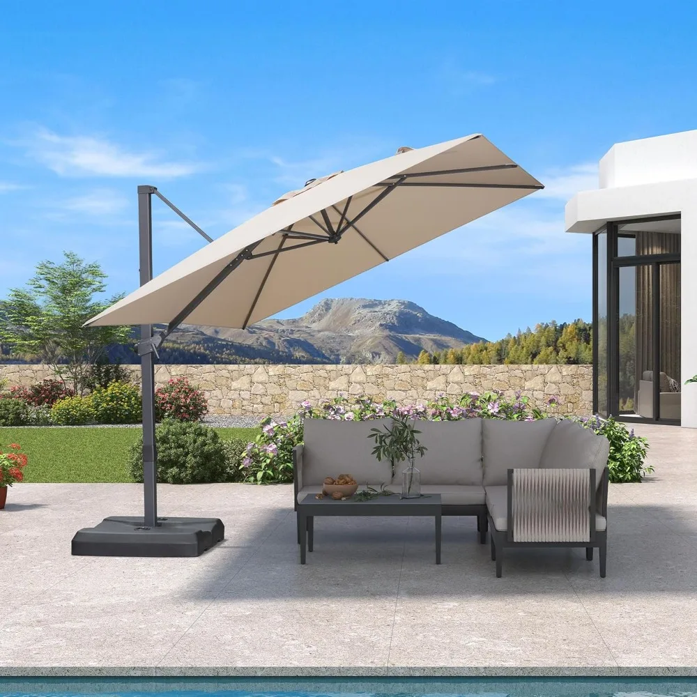

9' × 9' Patio Cantilever Umbrella Outdoor Square Adjustable Offset Umbrellas with 360-degree Rotation and 8 Heavy, Customized
