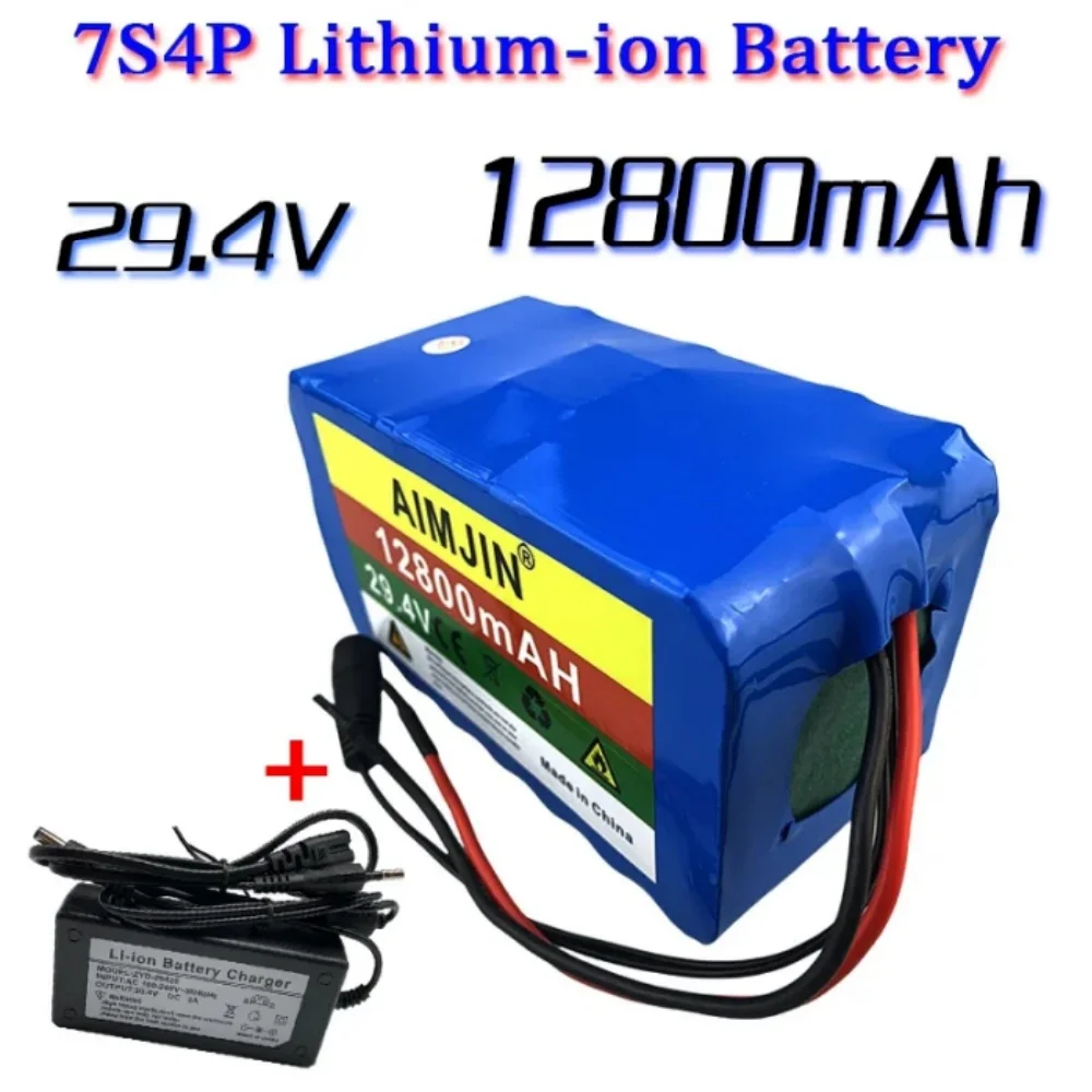 

29.4V 7S4P 18650 Battery 12.8Ah 12800mAh for Electric Wheelchairs Rechargeable Lithium-ion Battery Pack + 29.4V Charger