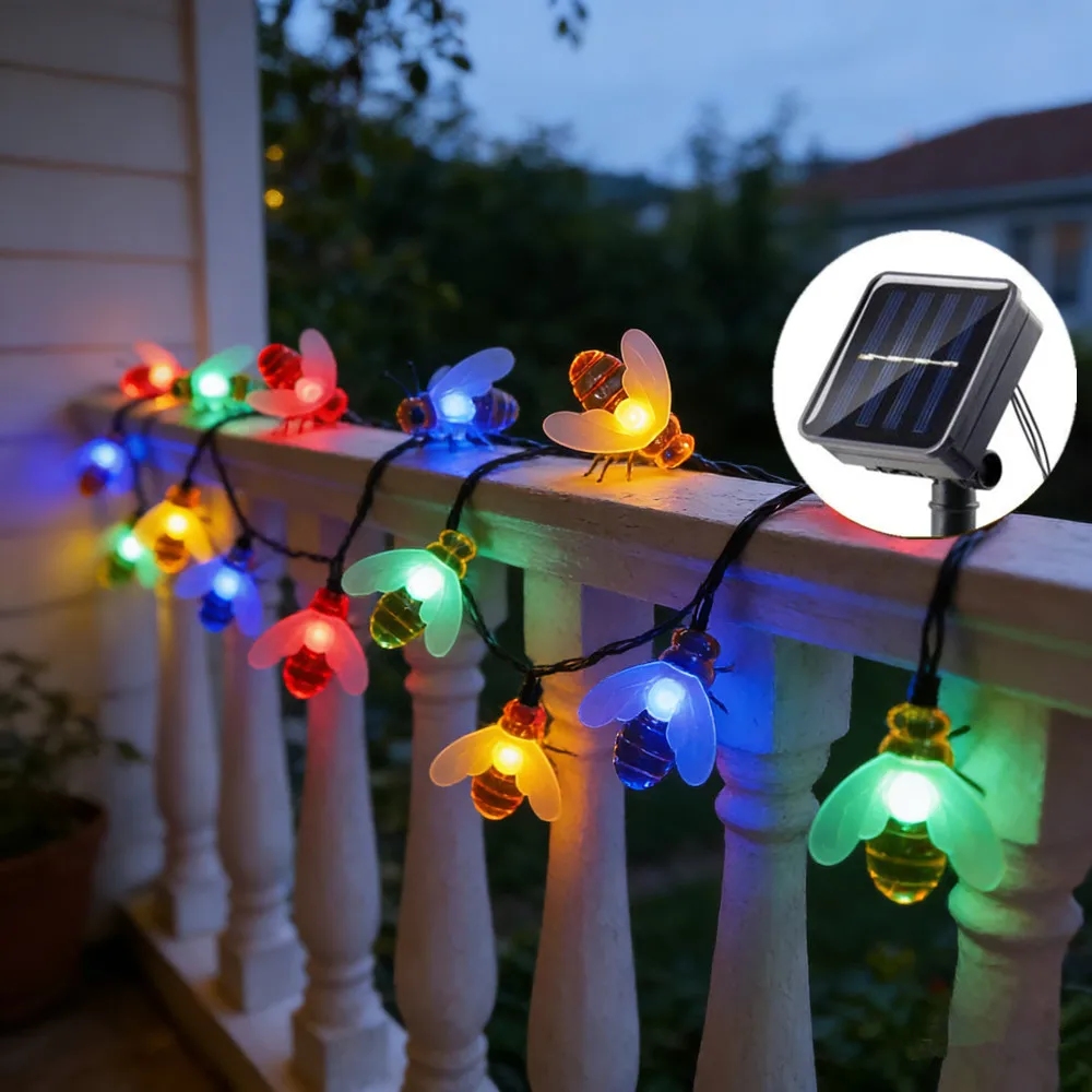 

Outdoor 100/50/20LEDs Fairy Light Chritmas Tree Lamp 8 Modes Solar Bee String Lamp Garland for Patio Garden Party Wedding Decor