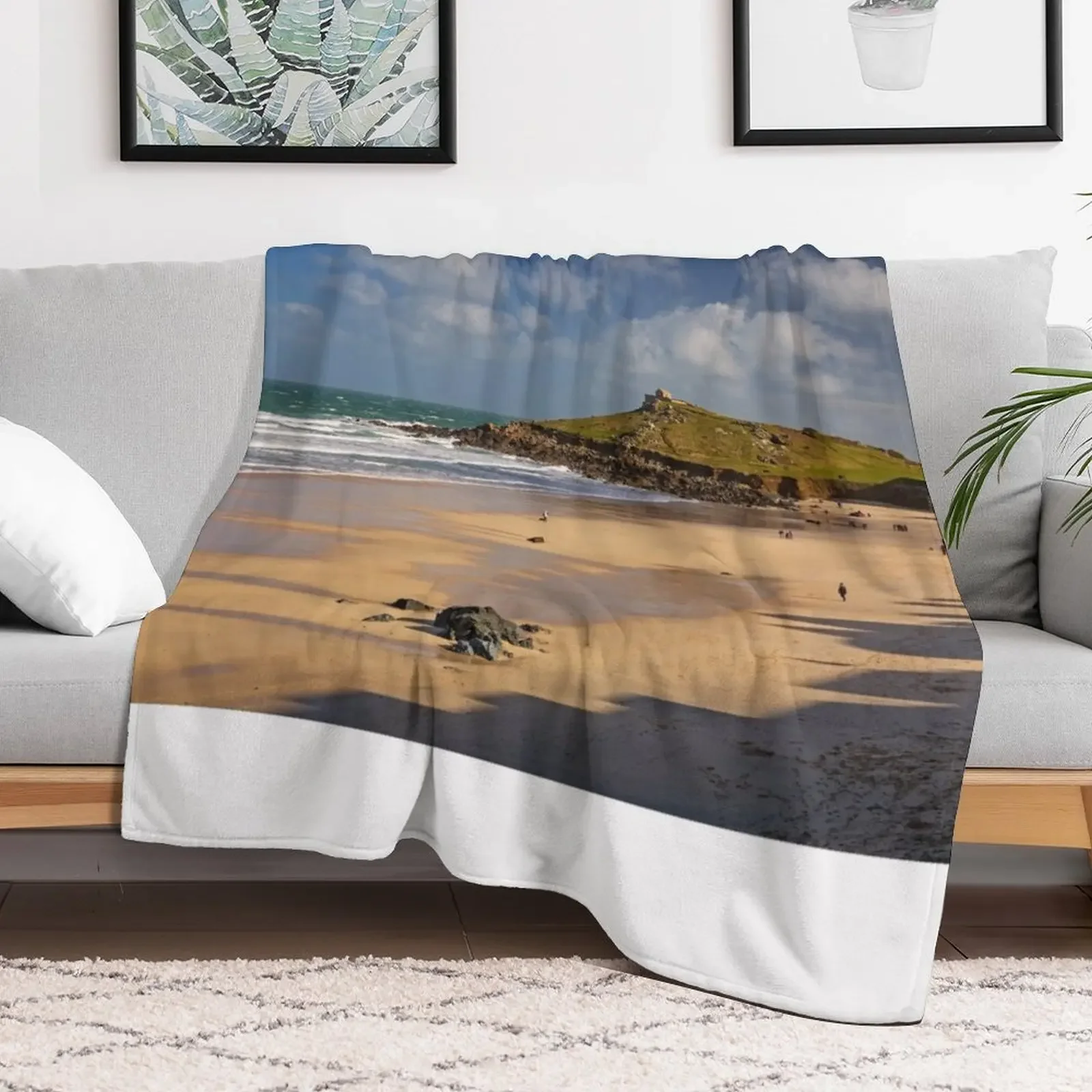 Porthmeor Beach, St Ives, Cornwall Throw Blanket Men's Soft Warm Throw Blanket for Couch