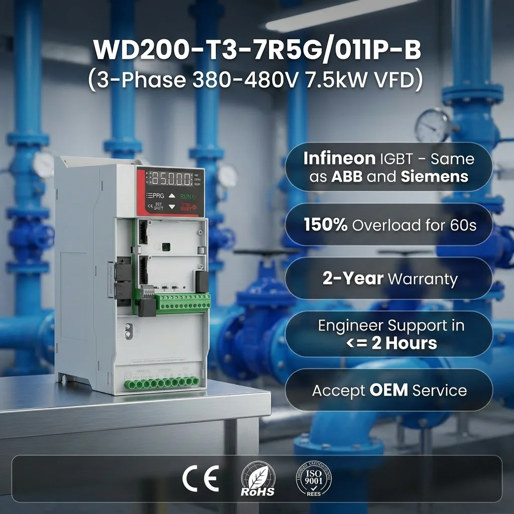 Vfd 11Kw Pump Controller - WD200-T3-7R5G/011P-B AC Drive Vector VFD 3