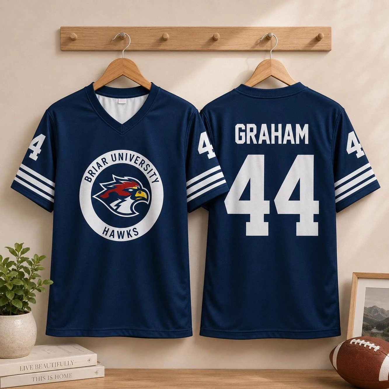 Hot Custom Briar University Hawks Hockey Jersey, Garrett Graham 44 Hockey Romance Football Jersey, Off Campus Bookish Apparel