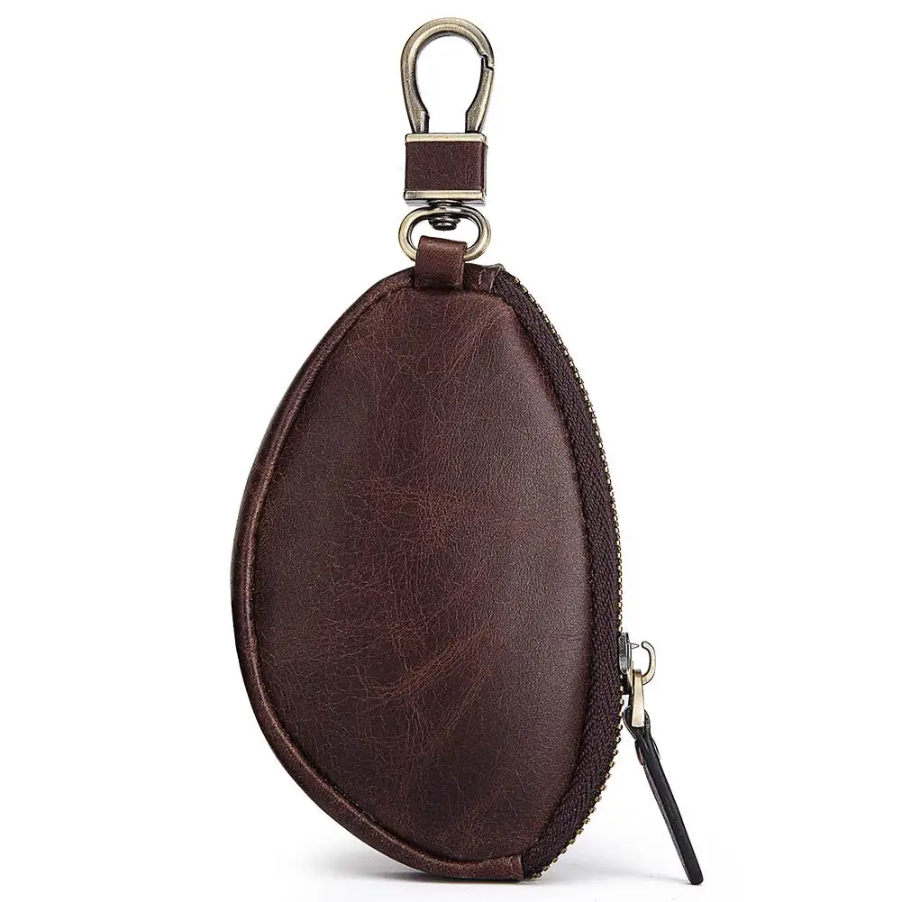 100% Genuine Leather Key Wallet Vintage Zipper Coin Purse High Quality Keychain Cover for Keys Organizer