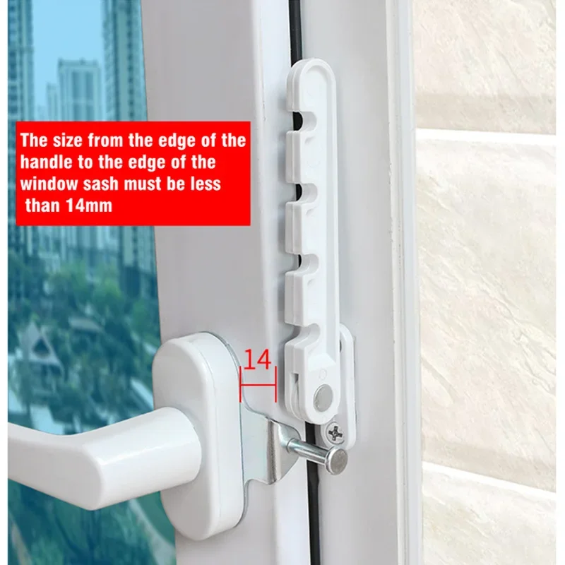 2024 New Window Limiter Latch Position Stopper Casement Wind Brace Home Security Door Windows Sash Lock Child Safety Protection