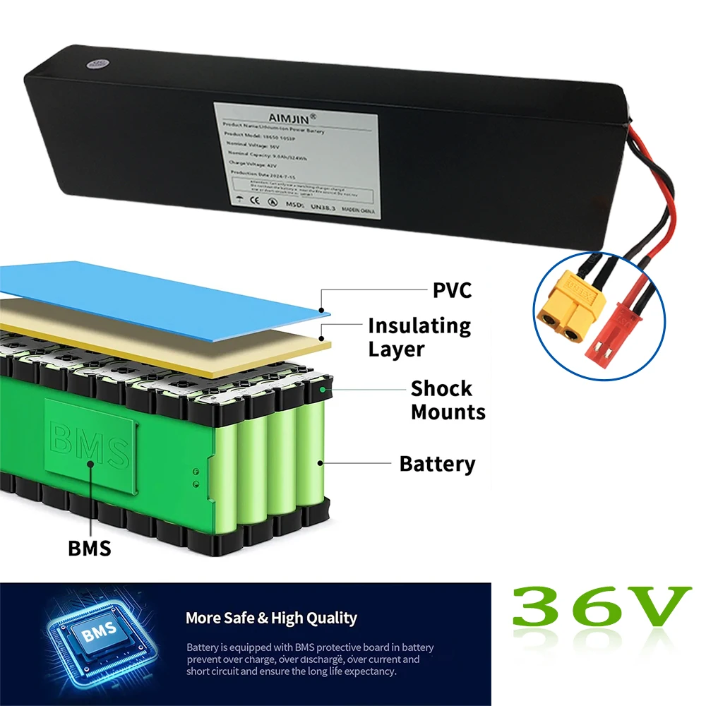 36V 10S3P 9000mAh For Kugoo S1, S2, S3 Scooters 18650 Rechargeable Li-ion Battery pack 500W,Built-in BMS with charger