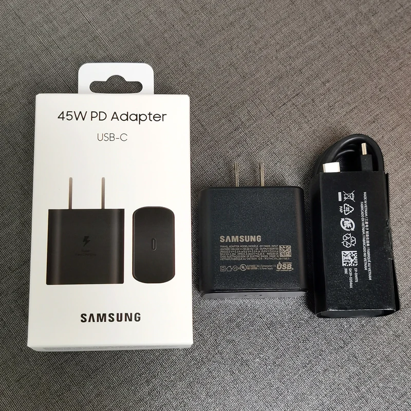 Samsung 45W US Plug Charger PD Super Charge Adapter for Galaxy S20 S21 S22 S23 S24 Note 20 Ultra 10 Plus FE Z Flip Fold 6 5 4 3