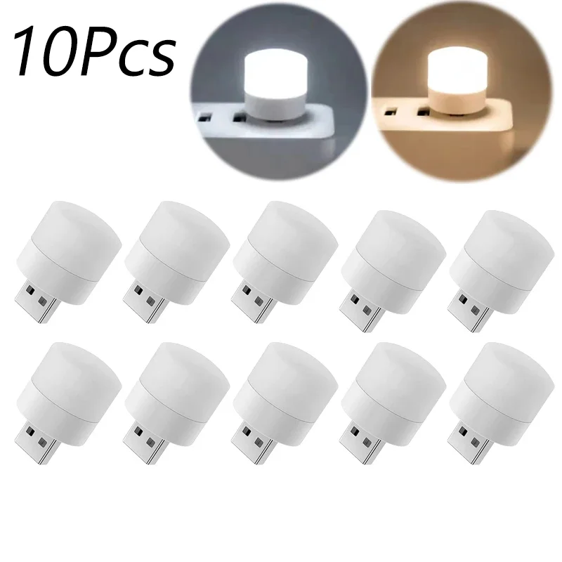 Lámpara LED portátil con puerto USB para lectura, pequeña para luz nocturna mesita de noche, libro, dormitorio, protección ocular, 1-10 piezas