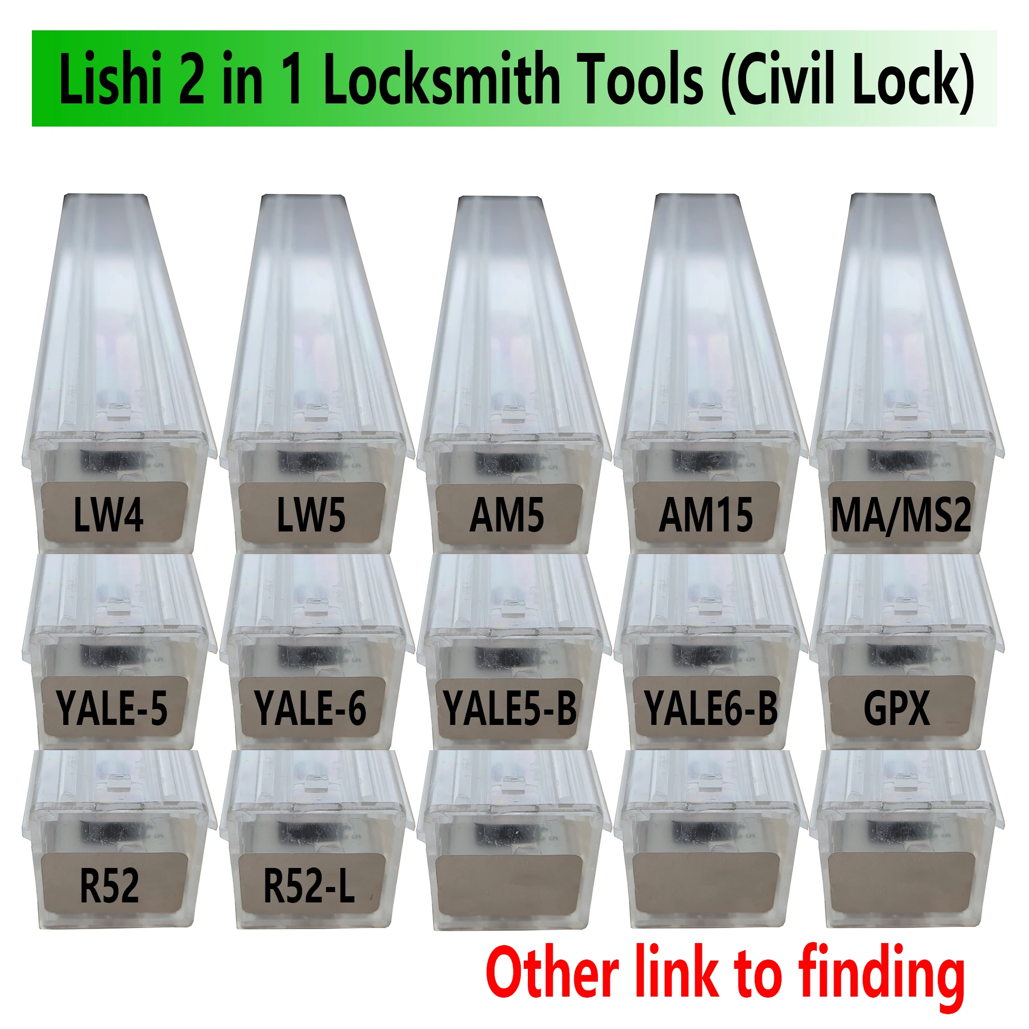 

Lishi 2 in 1 LW4 LW5 AM5 AM15 MA/MS2 YALE-5 YALE-6 YALE5-B YALE6-B GPX R52 R52-L for Civil Lock Professional Locksmith Tools