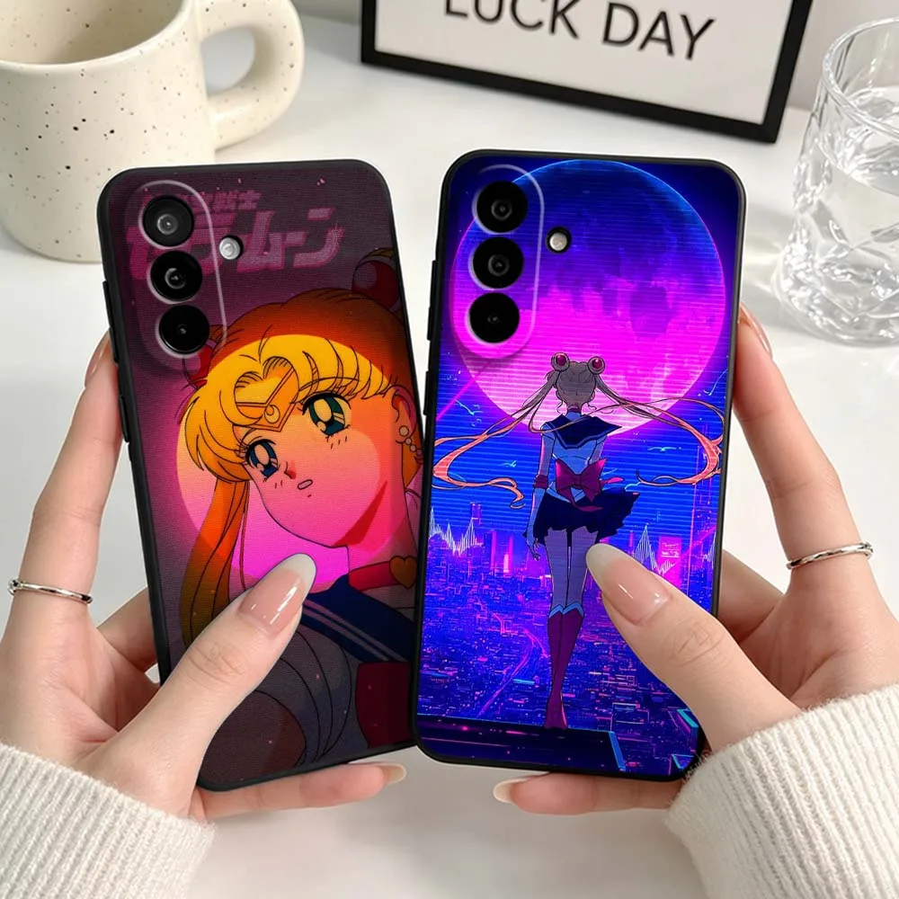 Cartoon Girl S-Sailors M-Moons For Samsung A04 A05 A06 A07 A12 A3 A14 A15 A16 A17 A23 A24 A25 A26 A32 A22 A31 Black Phone Case