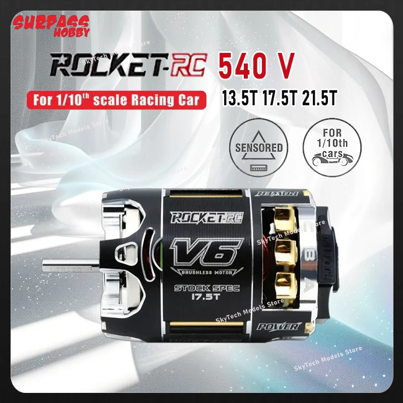 

SURPASS HOBBY Rocket RC 540 V6 13.5T 17.5T 21.5T SPEC Sensored Brushless Motor Waterproof 3.175mm for 1/10 1/12 RC Car