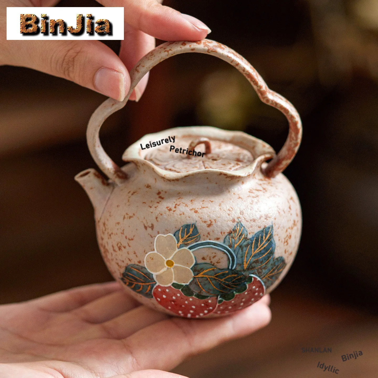 

150 мл ручная роспись клубничный чайник древний чайник заварник горшок чайник с шариковым отверстием принадлежности для чайной церемонии украшения