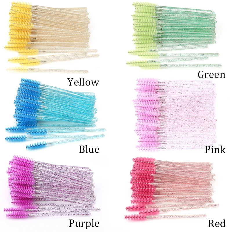 50 Stuks Wimper Extension Wegwerp Wenkbrauw Borstel Mascara Wand Applicator Spoolers Wimpers Cosmetische Penselen Set Makeup Tools