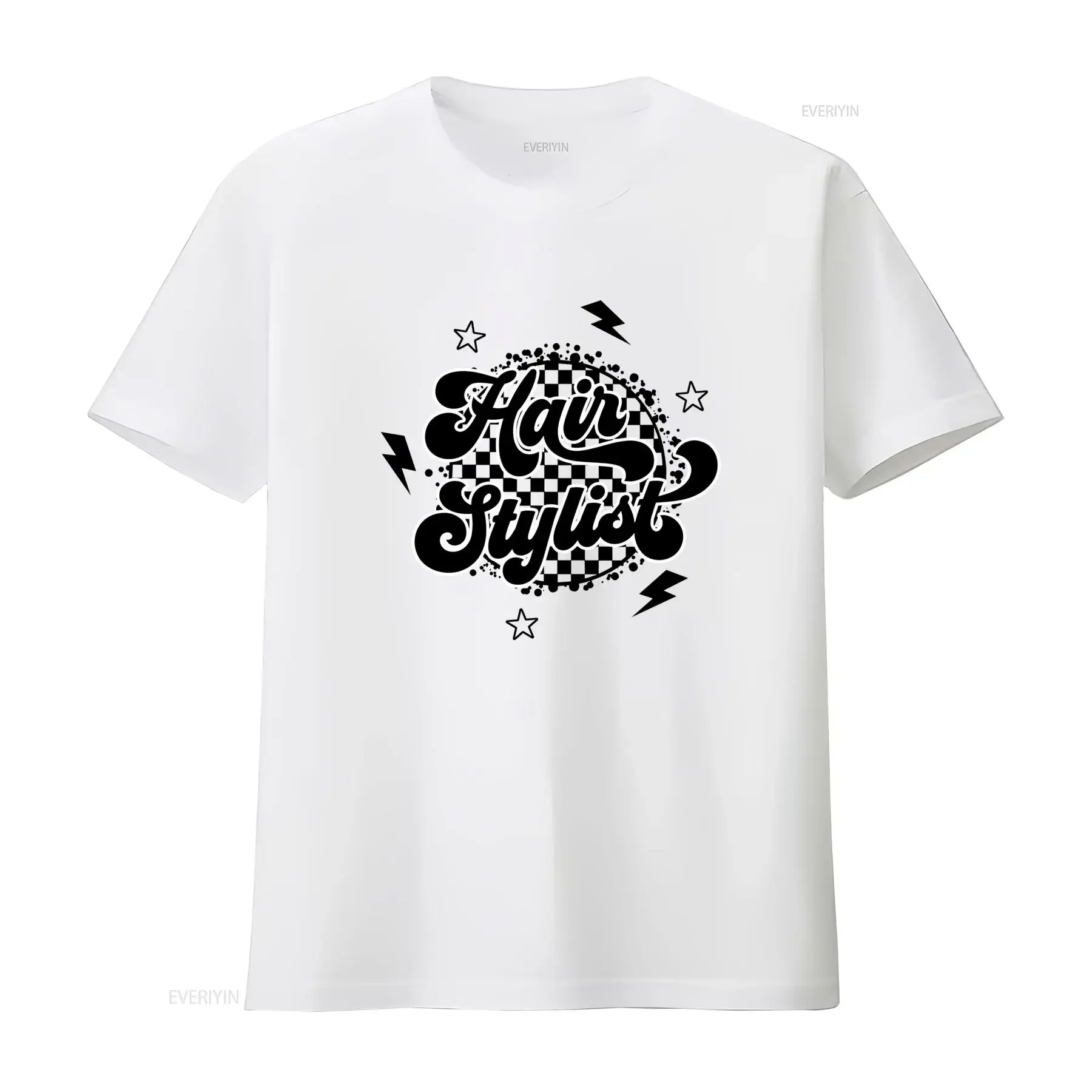 Retro Vintage Hair Stylist Cursive Script Print Casual T Shirt vintage Washed homme fashion Soft Stretched