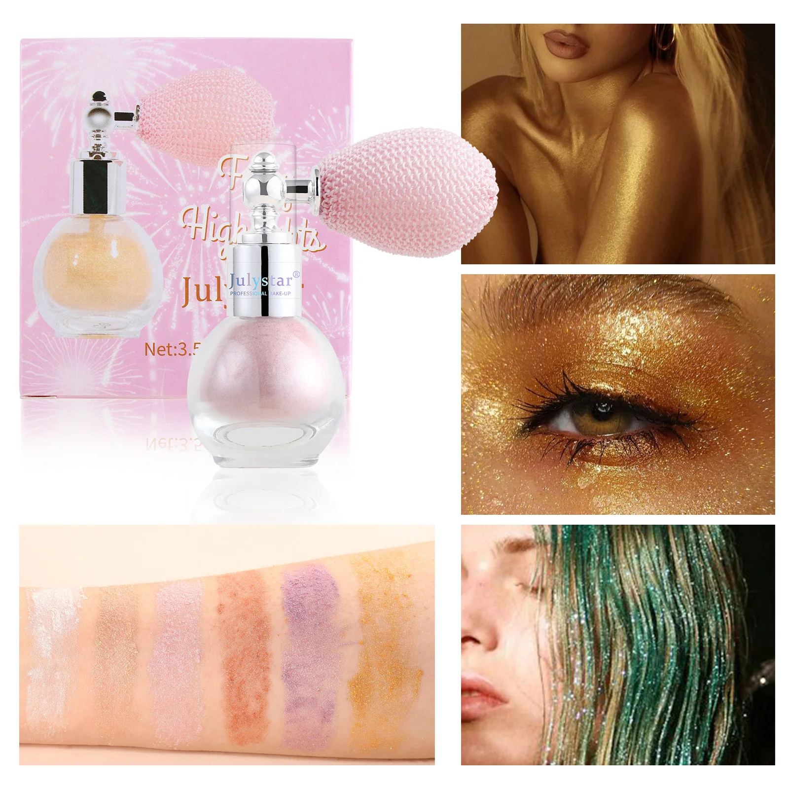 Popular Shimmer Liquid Highlighter Makeup Fine Glitter Brightening Cosmetic for Face Contour and Body Shiny Daily Party Make‑up