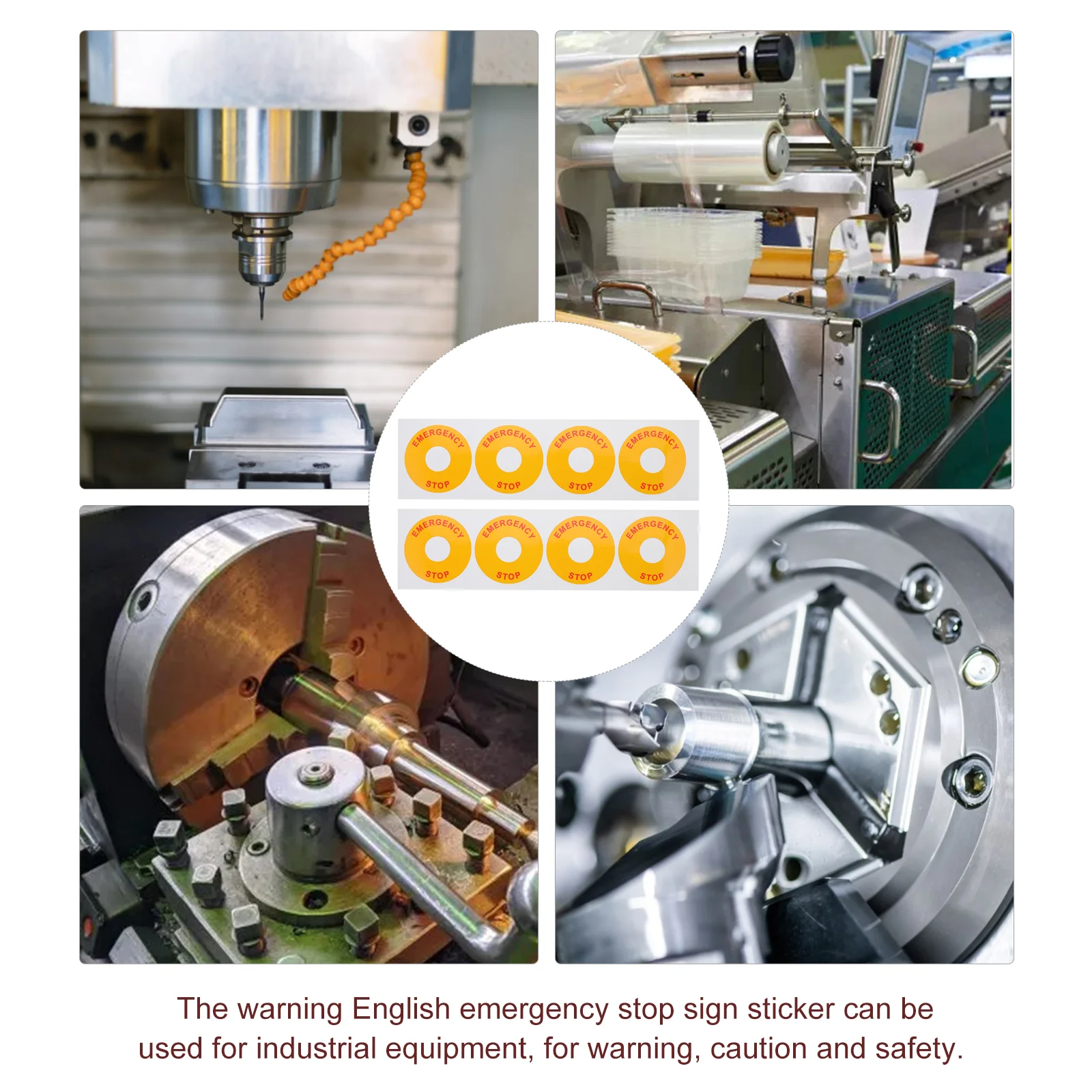 8 Pcs Emergency Stop Sticker Warning Car Stickers Label Decals Equipment Pp Sign