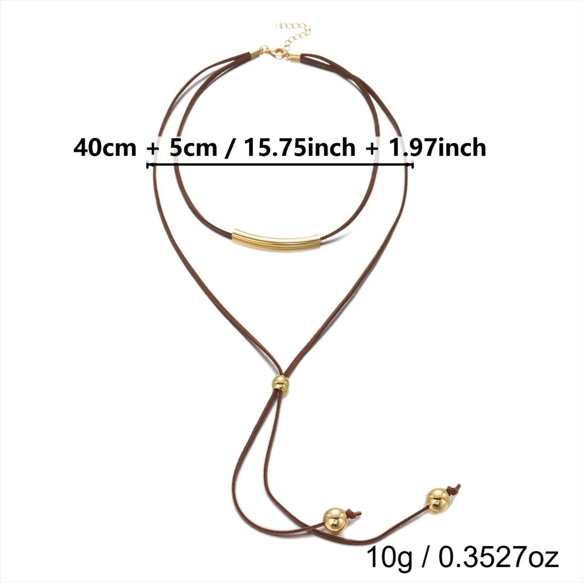 Vintage Minimalistische Gebogene Mehrschichtige Halskette für Damen und Herren, Schwarzes Lederband, Y-förmige Goldfarbene Perlen, Quasten-Choker-Schmuck – Detail 36