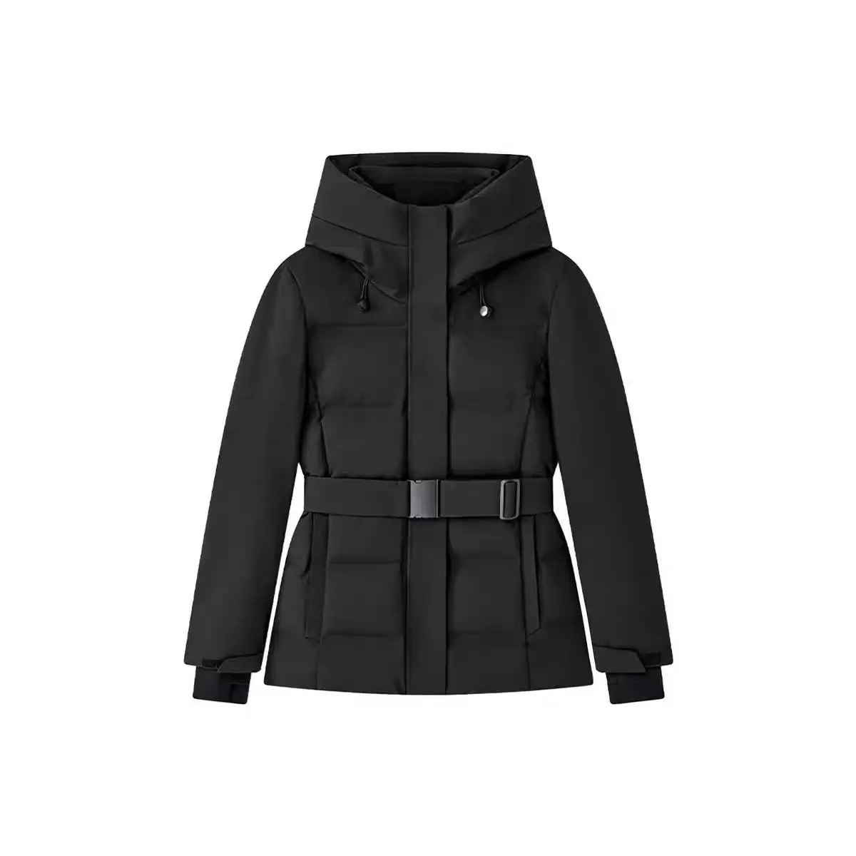 Thickened Padded Hooded Jacket Women's Winter Coat Warm Slimming Waist Design Long Sleeve Zipper Closure  Color Commute ...