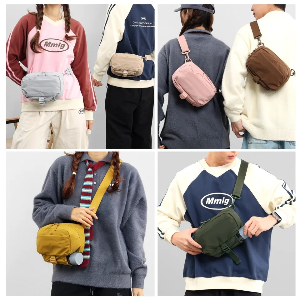 Unisex Waterproof Nylon Convertible Crossbody Bag Multi-Pocket with Water Bottle Holder Fanny Pack Chest Shoulder Bag for Daily