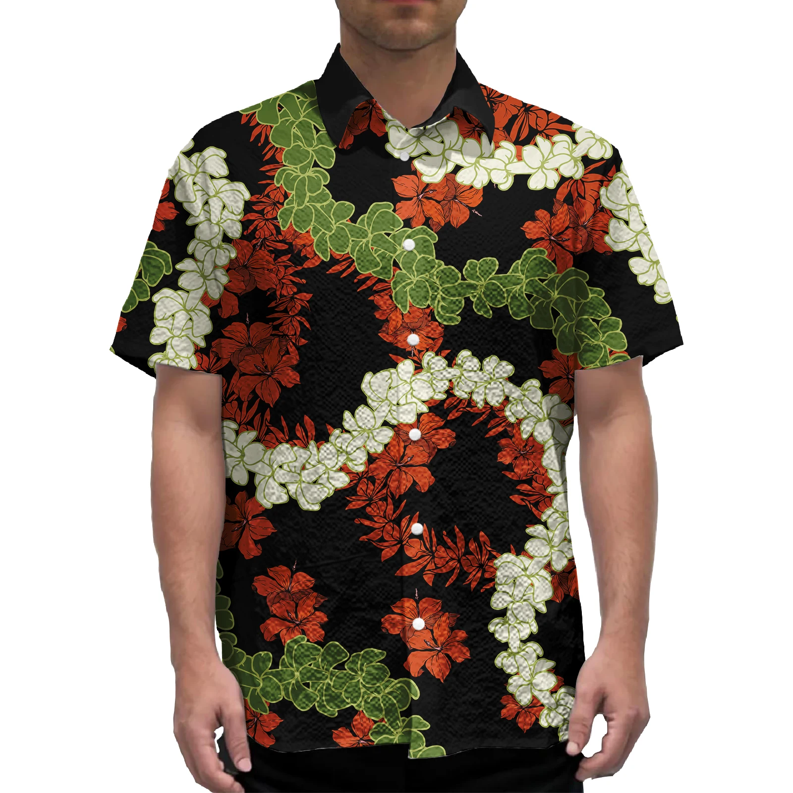 

Men's Short Sleeve Hawaiian Shirt Floral Print Breathable Tropical Beach Button Down Aloha Shirts Polynesian Clothes