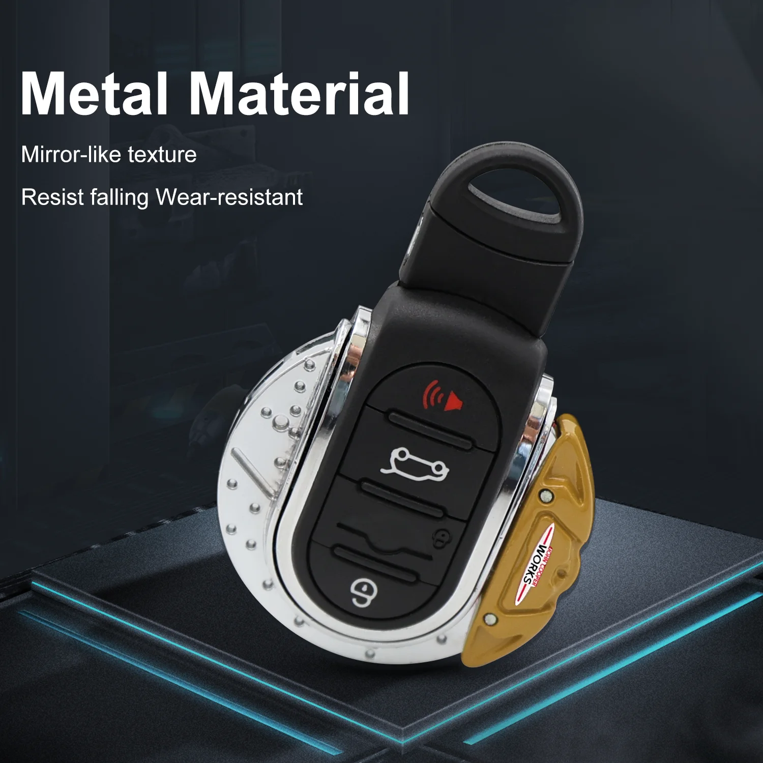 Metal Car Caliper Key Case For Mini Cooper F56 F60 F55 F54 F57 JCW Brake Disk Shape Key Fob Shell Cover Smart Key Accessories