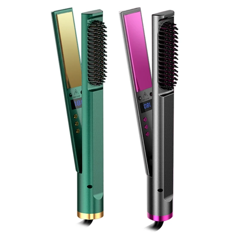 Hair Dryer Brush, Hot Air Hair Brush Comb, 3 in 1 Hot Air Brush Salon Negative Ionic Blow Dryer Straightener & Curler Dropship