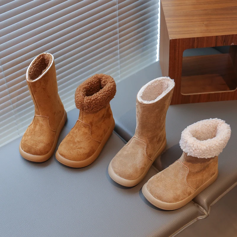 

2025 New Winter Children's Lamb Wool and Velvet Warm Short Boots for Boys and Girls Fashion School Shoes Детские Сапоги