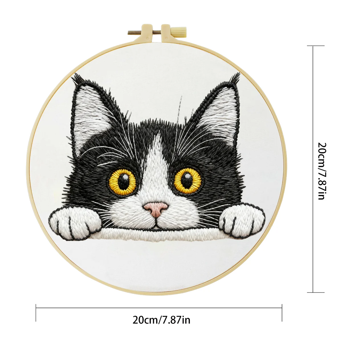 1 Stück 20X20CM/15X15CM 7,87/6,3 Zoll Katzen-Stickerei-Starter-Kit DIY-Kit DIY-Stickerei-Set für Anfänger – Detail 4