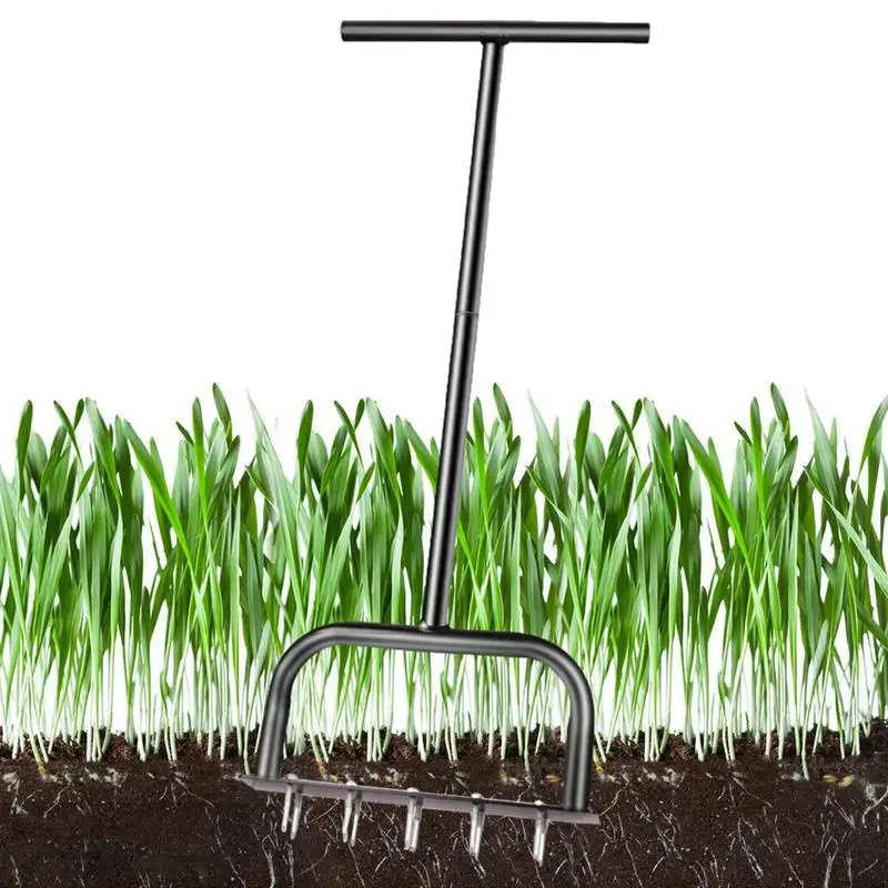 Imagem -02 - Manual de Aço Carbono Gramado Aerador Yard Grass Cultivator Sturdy Practical Ground Loosening Gardening Tool Máquina Agrícola