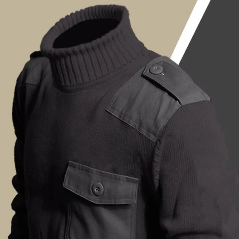 

Ретро военный тактический мужской свитер, вязаный теплый повседневный рабочий костюм, базовый слой, осень-зима, новый Sle