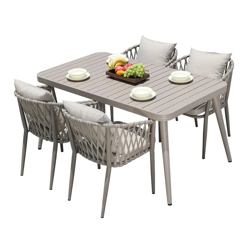 

Outdoor aluminum alloy table courtyard open-air hotel garden yard balcony terrace Internet celebrity outdoor retractable leisure