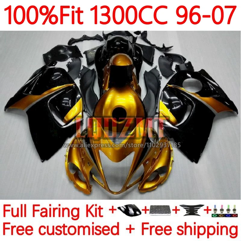 Injection For SUZUKI Hayabusa Golden black GSXR 1300 GSXR1300 1996 1997 1998 1999 2000 2001 2002 03 04 05 06 07 Fairing 171No.24