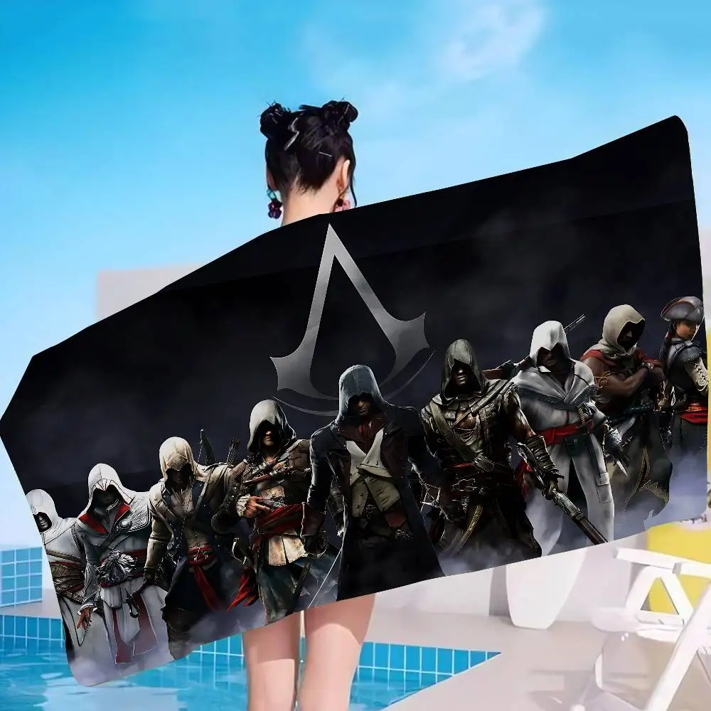 Stealth Game A-Assassin S C-Creed Microfiber Blanket Quick Drying Beach Towels Oversized Printing Super Absorbent Pool Towel