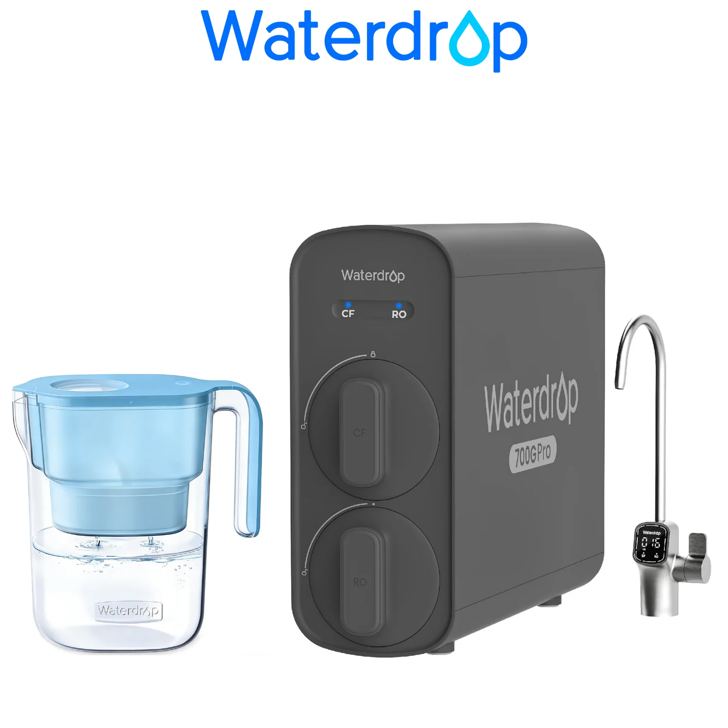 Waterdrop G5P700-Pro Reverse Osmosis System, Including Waterdrop Water Filter Pitcher with 1 Filter