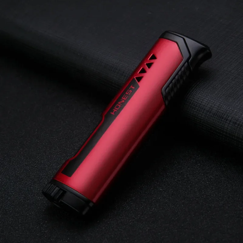2026 HONEST Slim Strip Gas Lighter Windproof Blue Flame Cigar Turbine Torch Visible Air Window Comfortable Feel Hgih-end Gift