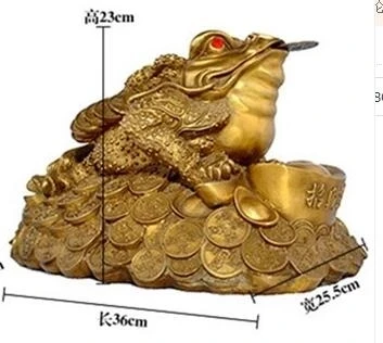 36cm Copper toad copper ingot toad fu word toad gold toad lucky decoration feng shui decoration lucky Large