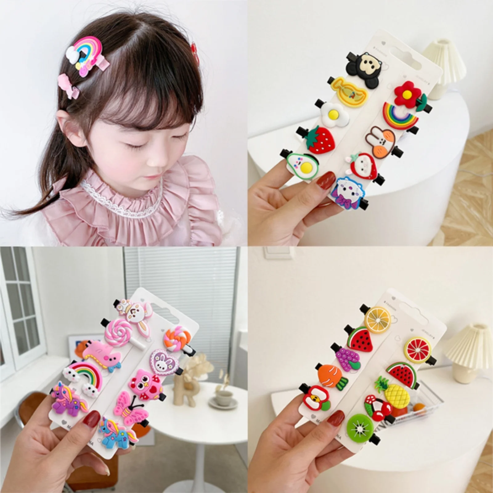 10 Teile/satz Neue Mädchen Nette Cartoon Einhorn Haar Clips Kinder Schöne Haarnadeln Eis Stirnband Barrettes Mode Haar Zubehör – Detail 5