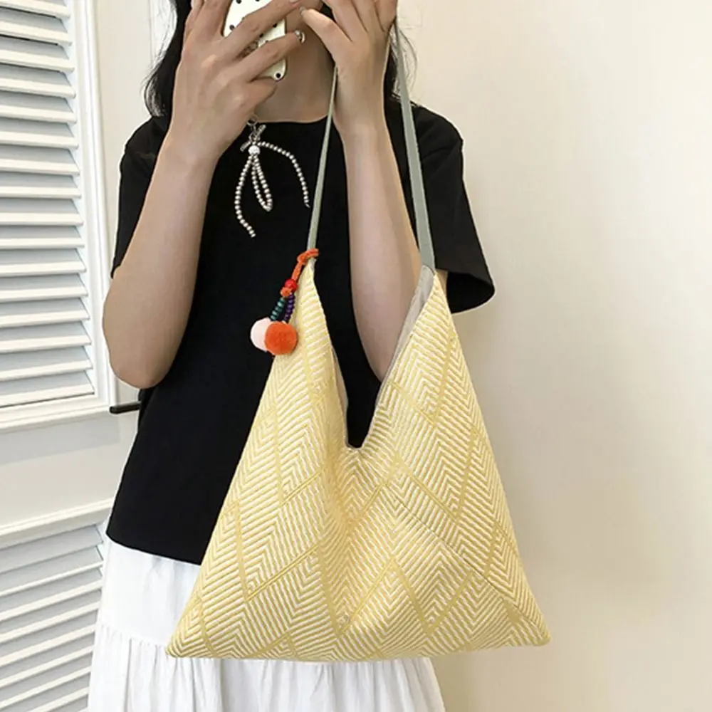 Элегантная летняя сумка через плечо с полосатым узором, большая вместительная повседневная тканая сумка с регулируемым ремешком, прочные женские сумки для путешествий