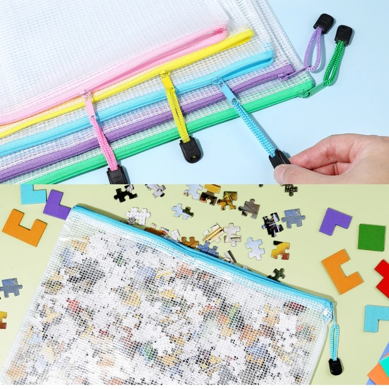 

9Pcs Portable File Envelope Bag Zippered Document Storage Pouches Water Resistant PVC File Organiser for Office School