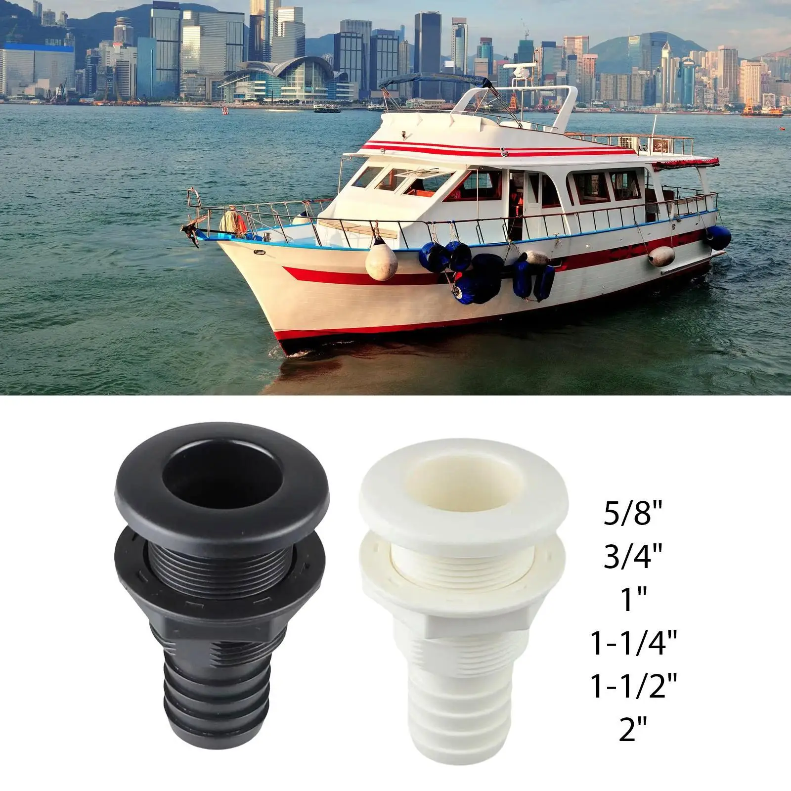 

Universal ABS Boat Drainage Outlet Thru Hull Fitting Bilge Pump Overflow Deck Connector for Watercraft RV