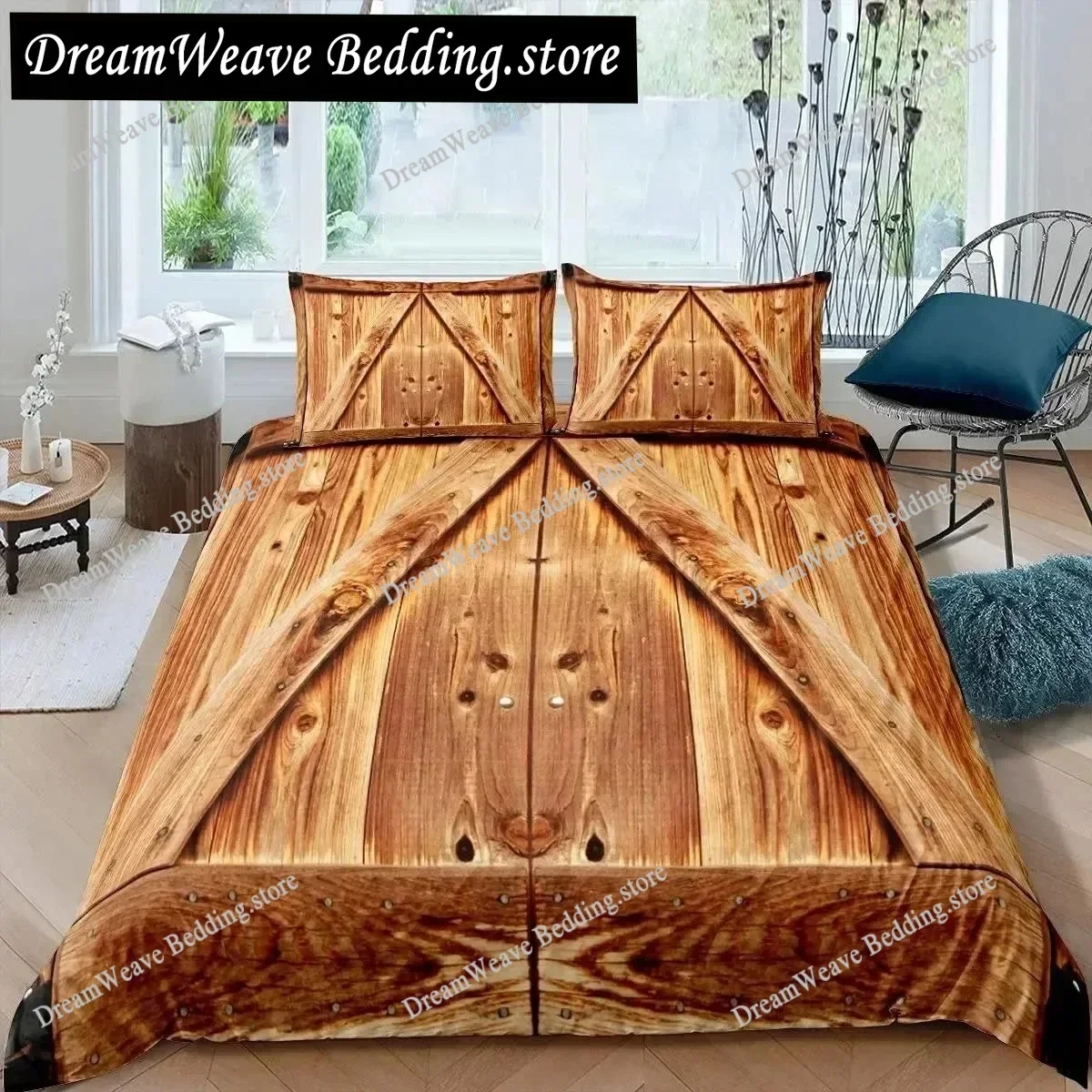 3D Print Wood Barn Door Bedding Set Boys Girls Twin Queen King Size Duvet Cover Pillowcase Bed Boys Adult Luxury Gift9639