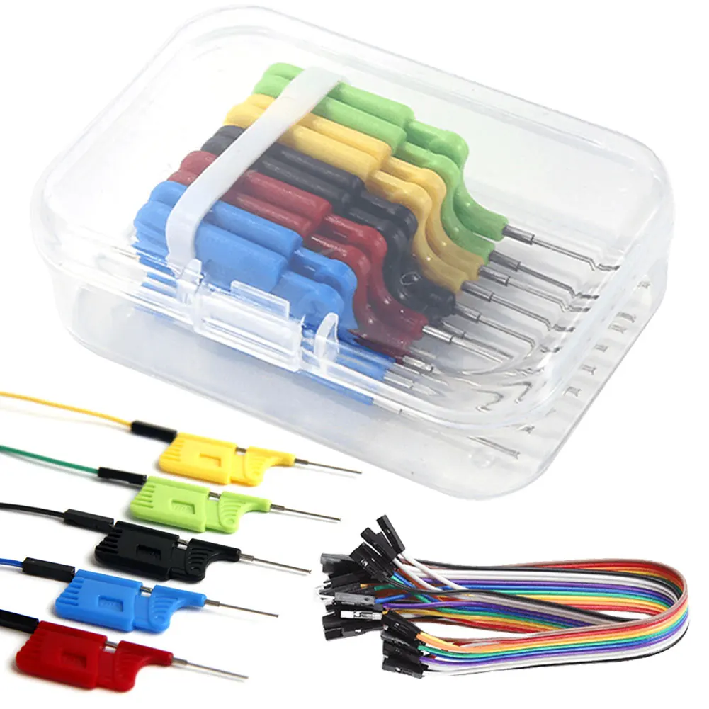 10pcs/set SDK08 IC Test Hook Clips 40V Test Clips with Jumper Wires Chip Foot Clip 2A Micro IC Clamp for Electrical Testing