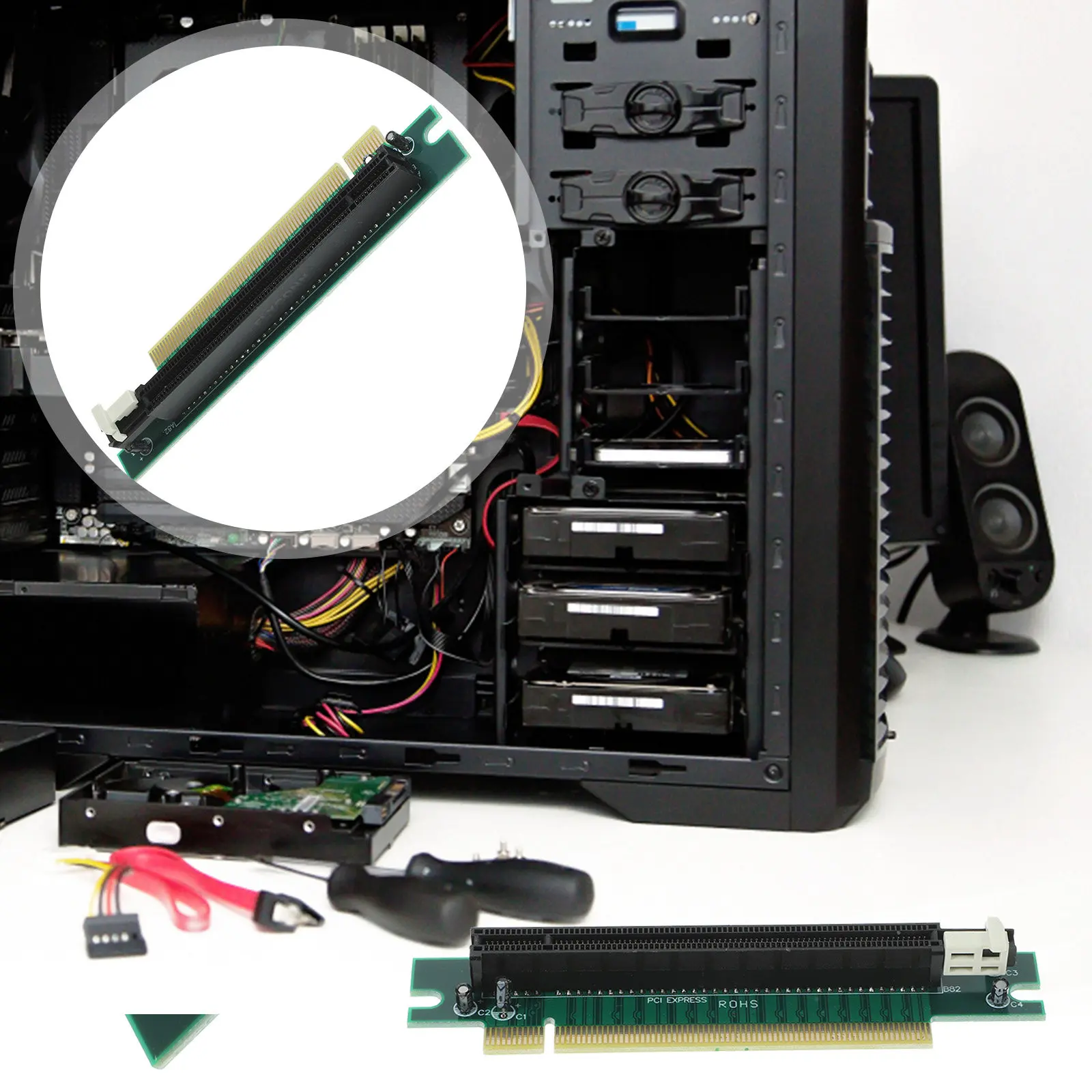Pci-E Riser Adapter Card 90 Degree Pci Extension Adapter for GPU Mining Rig Server Stability Computer Supply