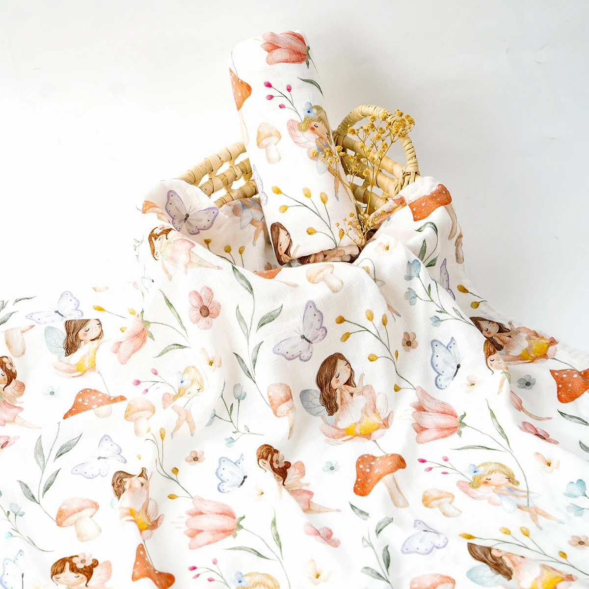 HappyFlute New 120*110CM Digital All Print Bamboo Cotton 2Layer Super Soft mussola Swaddle involucro di alta qualità per coperta neonato