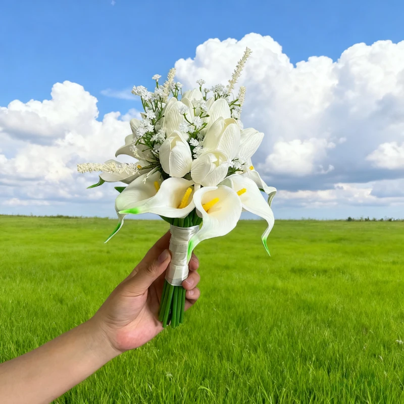 White Calla Simulation Flower Wedding Photography Bouquet Bride Holding Flower Marriage Photo Props Wedding Valentine's Day Gift