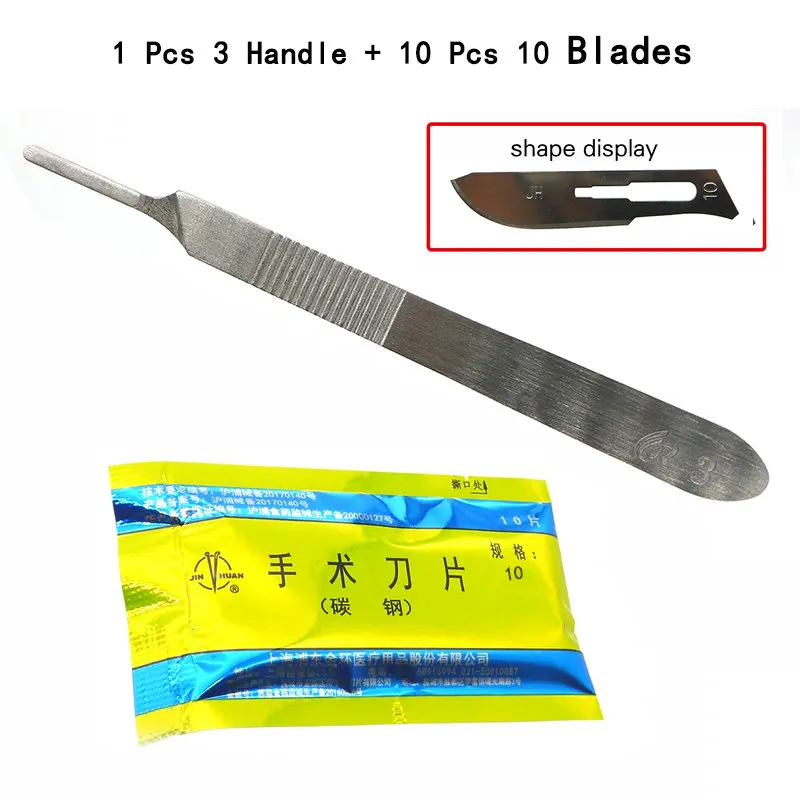 10 stücke #10#11#15#23 Skalpell Klingen und Griff für Dermaplaning Dental Medizinische DIY Schneiden PCB Reparatur Labor Tier Chirurgische Messer – Detail 7