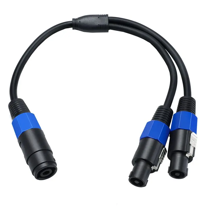 Speakon 1-męski do 2-żeński 1F/2M 8mm kabel głośnikowy, kabel Audio, kabel z głowicą omową, miedziany przewód połączeniowy głośnikowy 0.6 ²