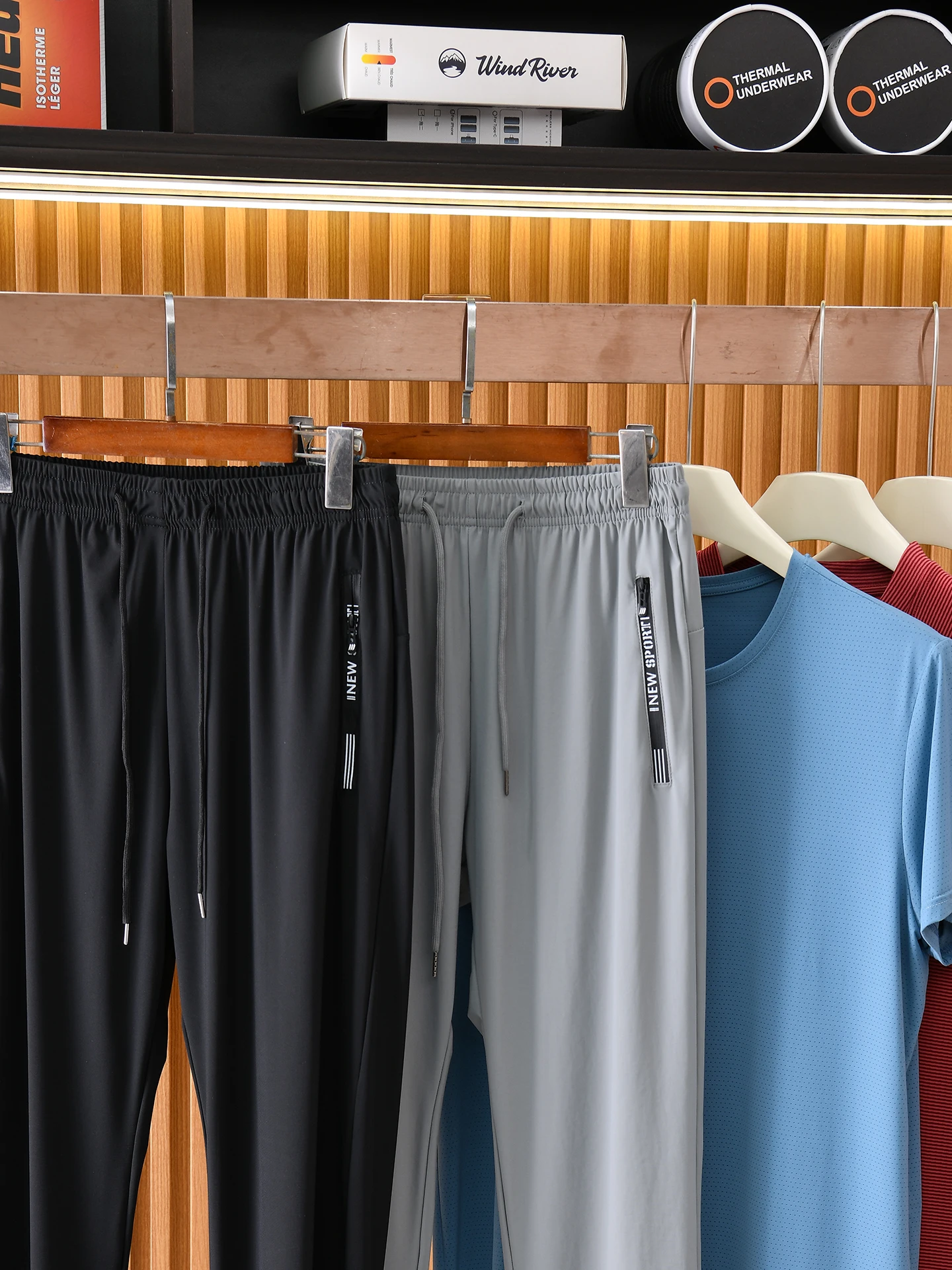 Ice Silk Cool Sensation Ultra-Thin High Elastic Sports Long Pants for Men Breathable Quick Dry Summer Casual Straight Leg Tro...