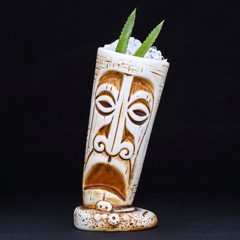 530ml Hawaii Tiki Mugs Cocktail Cup Beer Beverage Mug Wine Mug Ceramic Easter Islander Tiki Mugs Bar Tools Barware